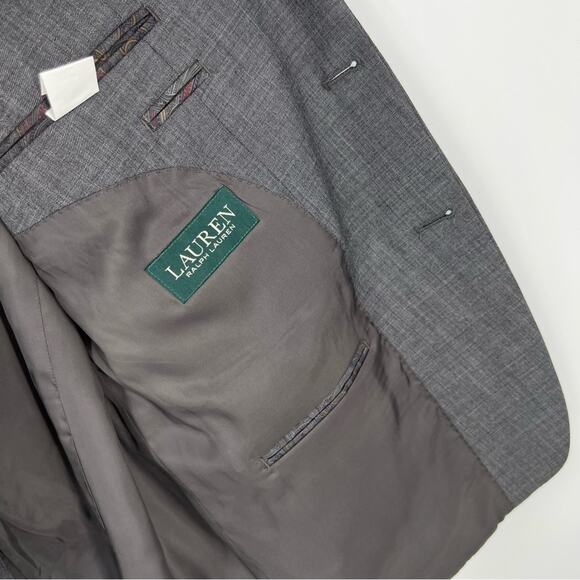 Lauren Ralph Lauren Mens Sportcoat Suit Jacket Blazer 2 button gray wool Stretch - Picture 6 of 15